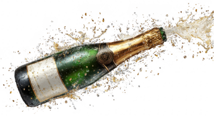 Celebration champagne bottle popping clipart holiday party element festive atmosphere dynamic view joyful concept