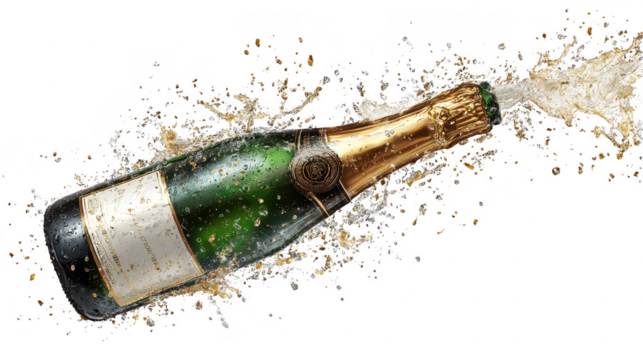 Celebration champagne bottle popping clipart holiday party element festive atmosphere dynamic view joyful concept