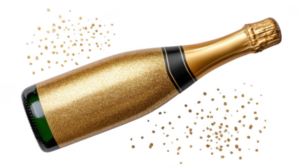 Celebration champagne bottle popping with glitter festive concept and design