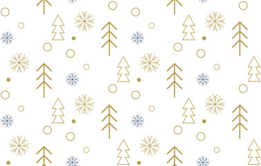Golden and Blue Minimal Christmas Seamless Pattern. Perfect for modern holiday packaging, fabric prints, gift wrap, or digital winter projects.