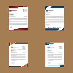 Modern Letterhead Design in a Bundle of Four. Creative Template Display for Promotion.