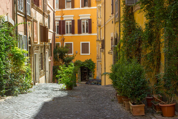 Typical old street in Rome, Italy