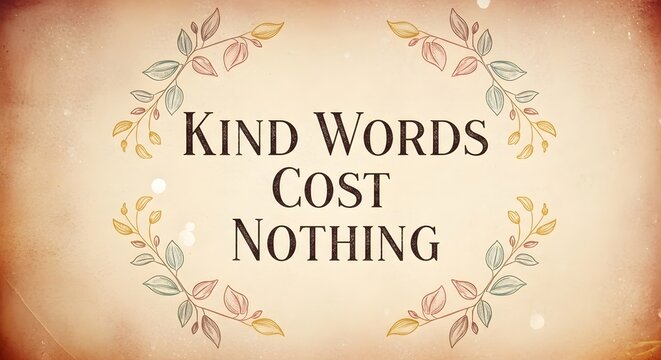 Inspirational quote on kindness emphasizing that kind words are free and valuable for fostering positivity and compassion in daily life