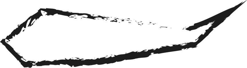 Abstract figure with whimsical lines and sharp edges, outlined in hand-drawn brush strokes.