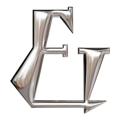 Alphabet number and symbol 3D word Silver Chrome Metallic Shard Emblem
