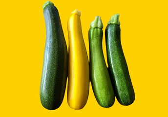 zucchini on yellow background