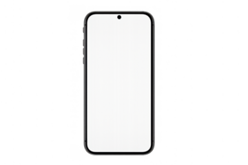 Modern smartphone mockup with blank white screen, technology device template, transparent background