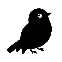 Black Bird Silhouette Vector on White Background