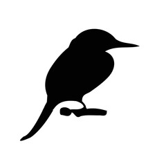 Black Bird Silhouette Vector on White Background