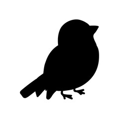 Black Bird Silhouette Vector on White Background
