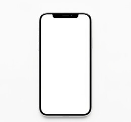 Smartphone with blank screen isolated on white background, perfect for displaying app designs or messages