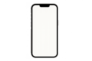 Modern smartphone with blank white screen mockup, mobile communication digital device, transparent background