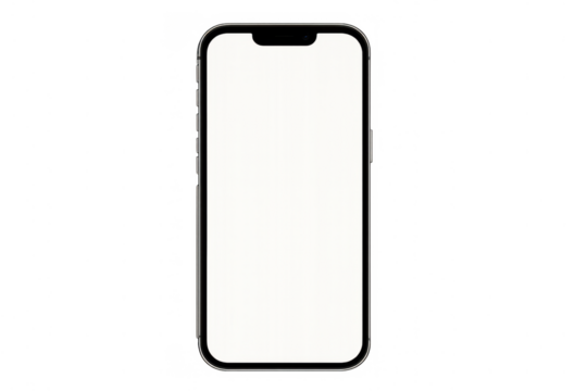 Modern smartphone with blank white screen mockup, mobile communication digital device, transparent background