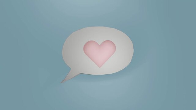 Unique heart-shaped speech bubble animation on a soft blue background showcasing creativity and design techniques