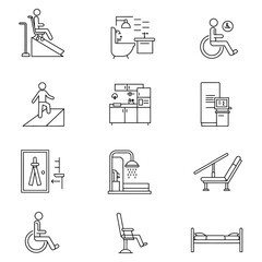 accessible design features illustrating universal accessibility in various home settings for inclusive design healthcare and architectural projects
