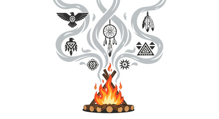 Native American Symbols Rising from Campfire Smoke Spirituality Heritage