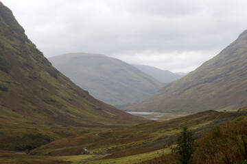 Panoramic view of Glencoe, near Fort William, in the Scottish Highlands, Scotland