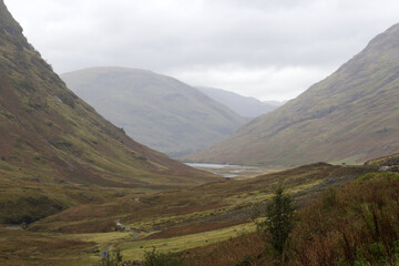Fototapeta premium Panoramic view of Glencoe, near Fort William, in the Scottish Highlands, Scotland