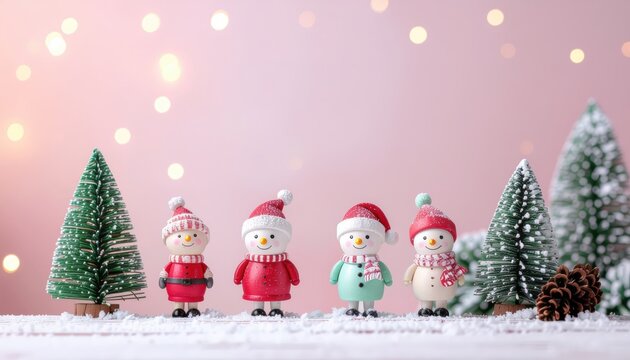 Festive snowman display winter wonderland figurine collection cozy indoor setting close-up view holiday spirit