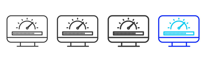 Performance Metrics Icon Set Collection in Creative Outline Style for Business Intelligence Dashboard Data Analysis Visualization Forecast Report AI Analytics and Performance Design