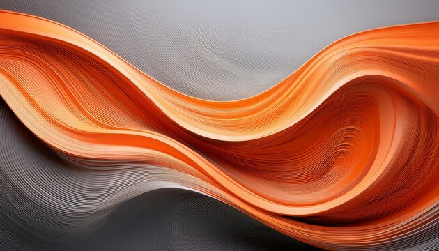 Swirling Orange Curves Flowing Dynamically Across Soft Gray Backdrop Generating Abstract Visual Rhythm With Contemporary Minimalist Aesthetic