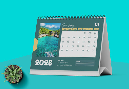 Minimalist 2026 Desk Calendar Template Design