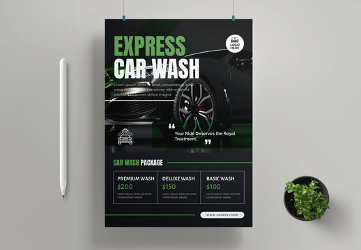 Modern Auto Detailing Service Poster Template
