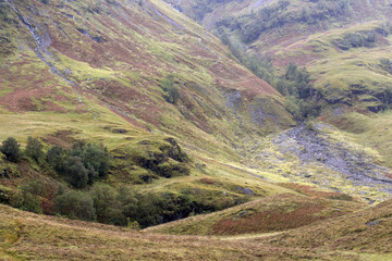 Panoramic view of Glencoe, near Fort William, in the Scottish Highlands, Scotland