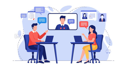 virtual meeting collaboration colleagues discussing project online from different locations remote work communication illustrating teamwork and digital connection