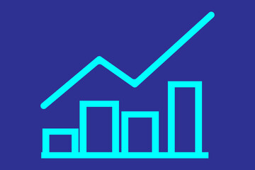 The image shows a combination of a bar chart and a line graph, both rising upward to indicate growth and progress.