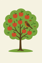 vector of an apple tree bearing heavy fruit