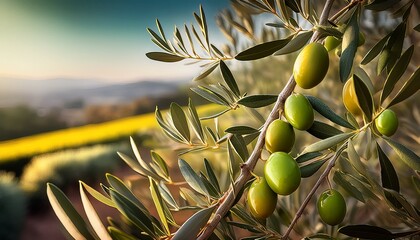 Green And Ripe Olives On The Tree