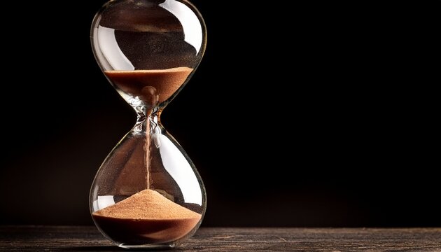 Old Hourglass On Black Background