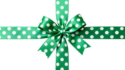 Vibrant Green Polka Dot Ribbon Bow for Festive Gift Wrapping.