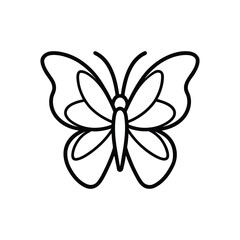 Obraz premium Simple black line art butterfly illustration isolated on white background