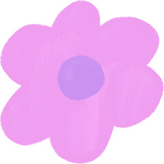 Purple Pastel Hand-Drawn Flower Clipart – Soft Petal Cute Floral Illustration for Kids Artwork