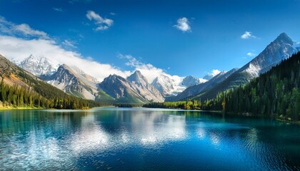 Lake In And Mountain Peaks