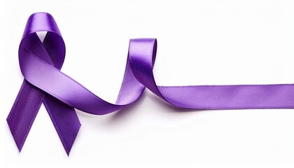 Purple Ribbon For Cancer Awareness Isolated On White Background