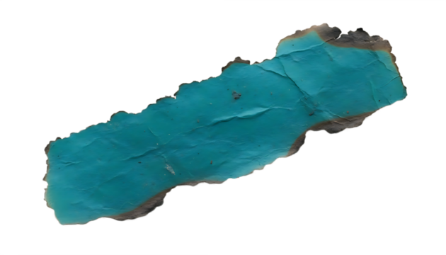 Torn Paper Strip Teal Color Isolated on transparent background.