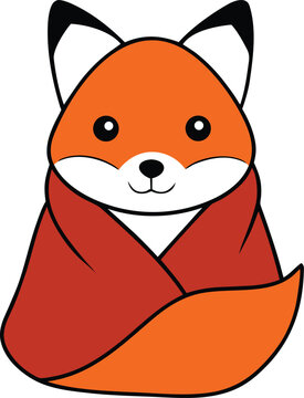 Kawaii Fox Wrapped In Cozy Blanket Drawing