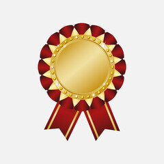 A gold medal. A gold medal with a red ribbon. The prize for the best design is a gold medal. An award with a red ribbon and a gold medal. 