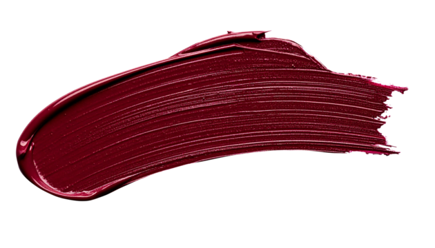 textured abstract burgundy color paint stroke isolated on transparent background, png
