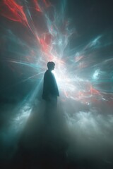 A stunning laser light holographic projection enhanced with fog effects, creating a mesmerizing visual spectacle.