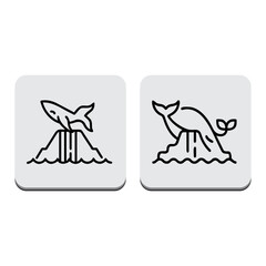 Cute black silhouette cartoon vector icon of a happy fish farm animal illustration art design