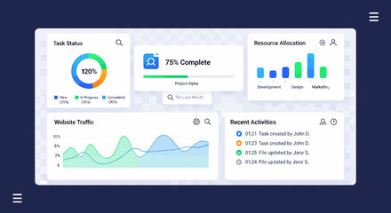Dashboard Interface For Project Management With Data Visualization
