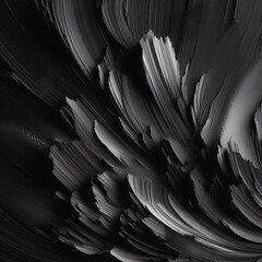  Dark abstract work with smooth lines and strokes in shades of gray and white creates deep texture and volume.