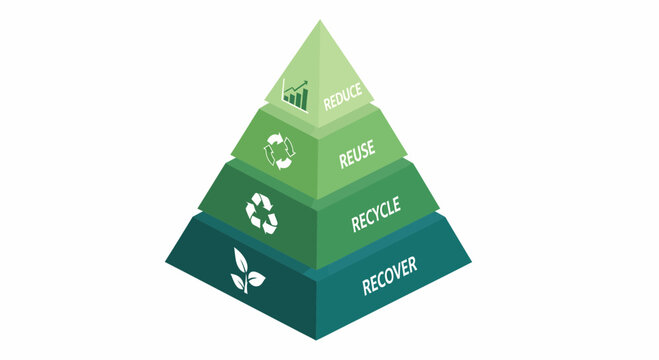 Isometric Pyramid Illustrating Waste Management Hierarchy Eco Concept