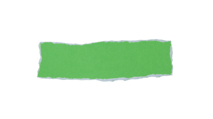 piece of blank green paper torn and ripped on transparent background. document frame design
