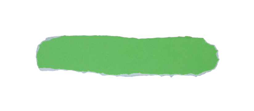 piece of blank green paper torn and ripped on transparent background. document frame design - Powered by Adobe