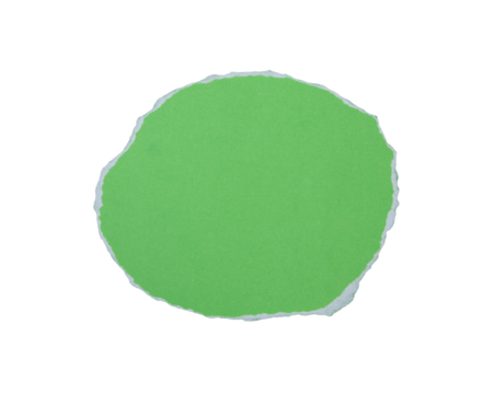 piece of blank green paper torn and ripped on transparent background. document frame design